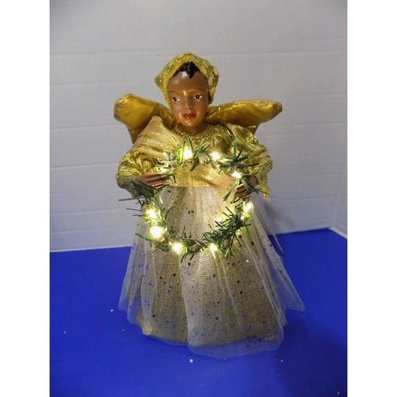 Christmas Black African Angel Tree Topper LED Lights Kwanzaa Angel - Picture 4 of 9
